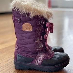 Sorel Plum Kids Snow Boots with Faux Fur